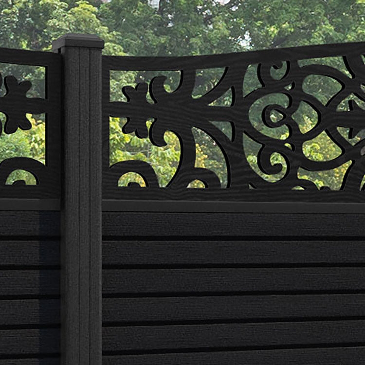 Hudson Windsor Curved Top Fence Panel - Black - with our composite posts