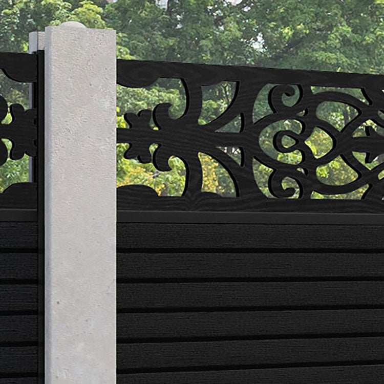 Hudson Windsor Fence Panel - Black - for existing concrete posts