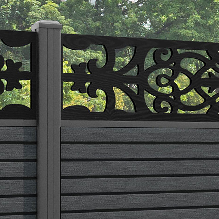 Hudson Windsor Fence Panel - Dark Grey - with our aluminium posts