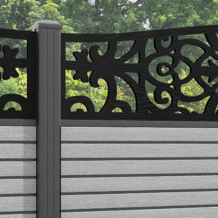 Hudson Windsor Curved Top Fence Panel - Light Grey - with our aluminium posts