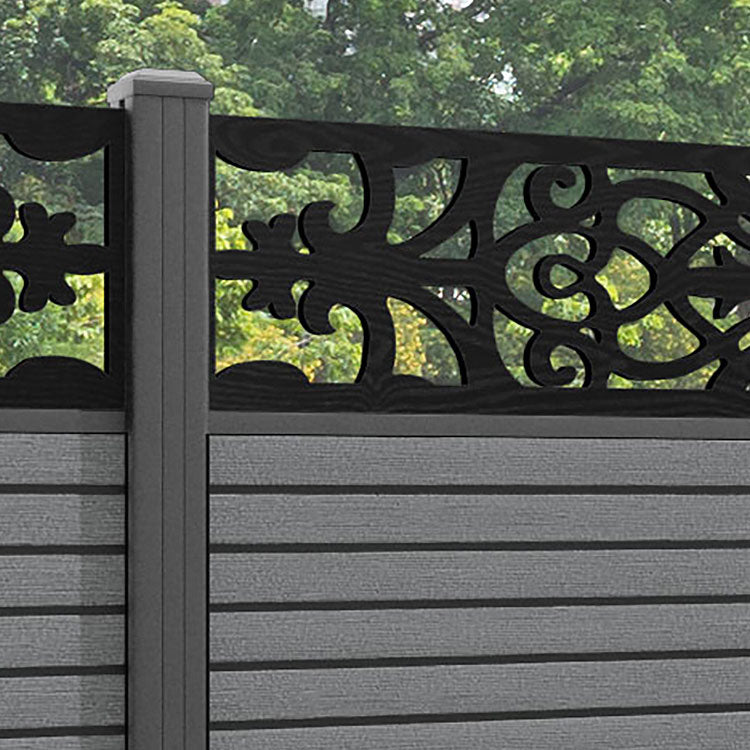 Hudson Windsor Fence Panel - Mid Grey - with our aluminium posts