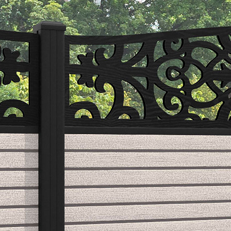 Hudson Windsor Curved Top Fence Panel - Mid Stone - with our aluminium posts