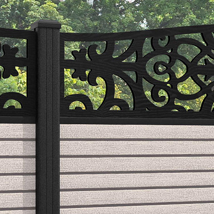 Hudson Windsor Curved Top Fence Panel - Mid Stone - with our composite posts