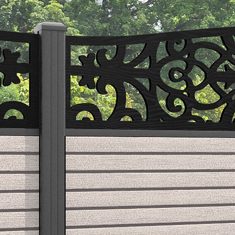 Hudson Windsor Curved Top Fence Panel - Mid Stone - with our aluminium posts