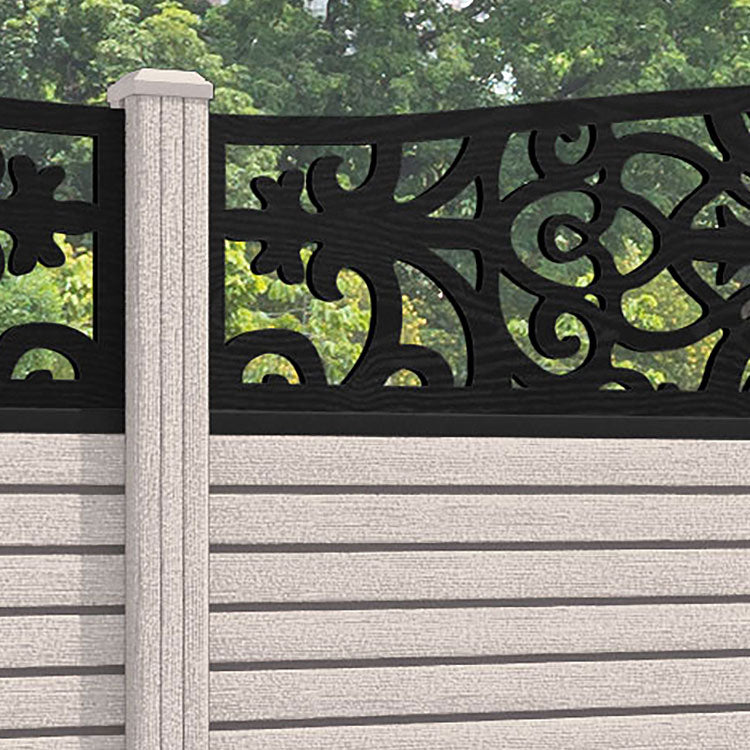 Hudson Windsor Curved Top Fence Panel - Mid Stone - with our composite posts