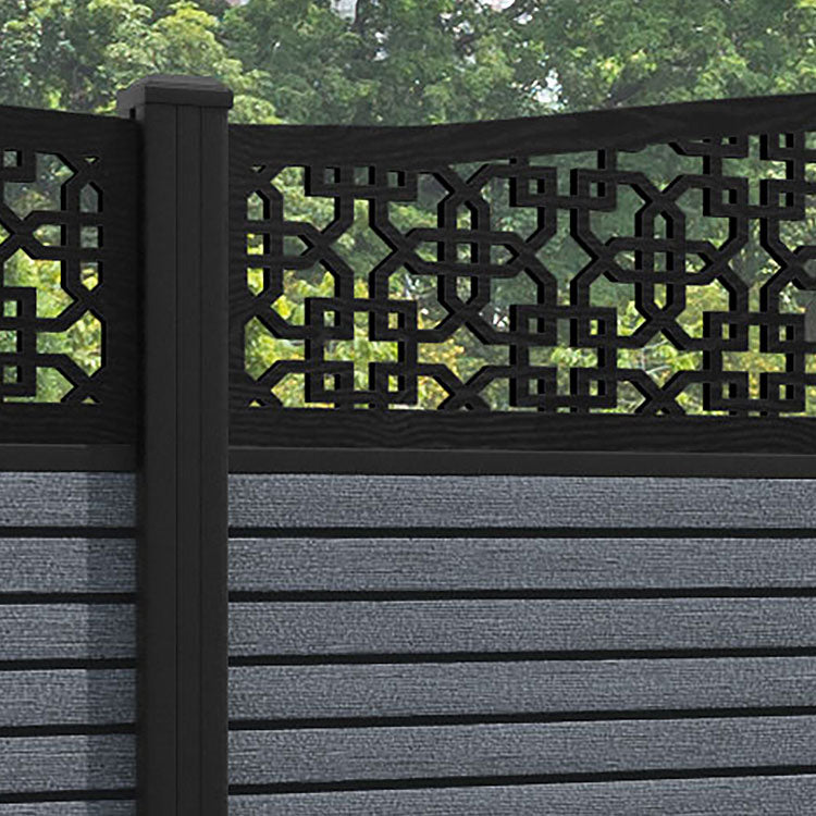Hudson Zaria Curved Top Fence Panel - Anthracite - with our aluminium posts