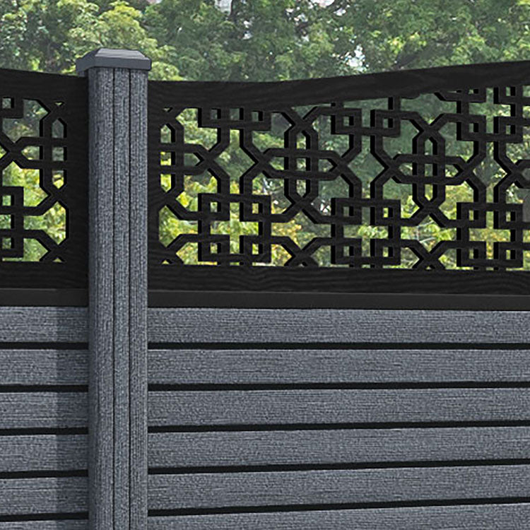 Hudson Zaria Curved Top Fence Panel - Anthracite - with our composite posts