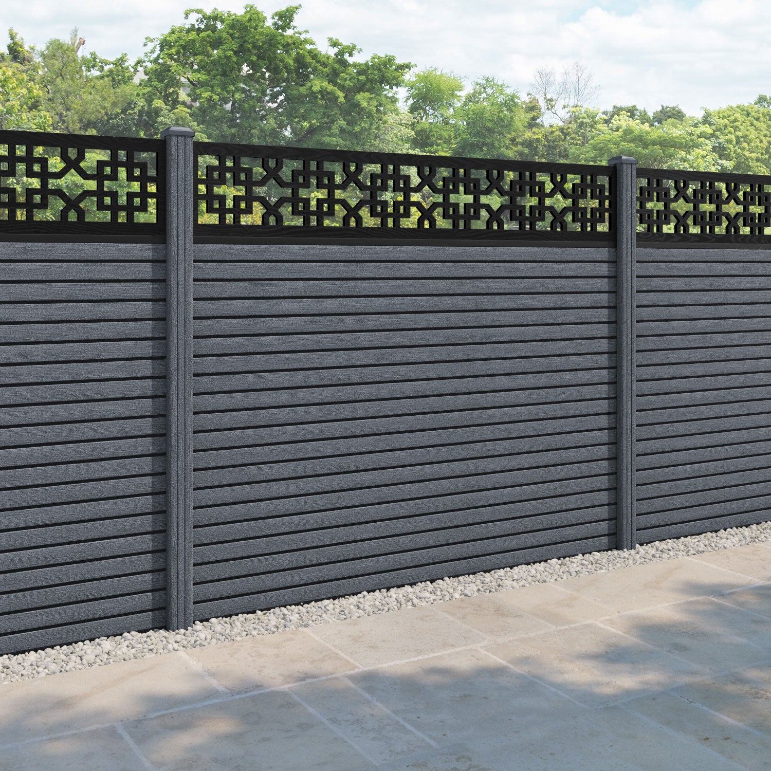 Hudson Zaria Fence Panel - Anthracite - with our composite posts