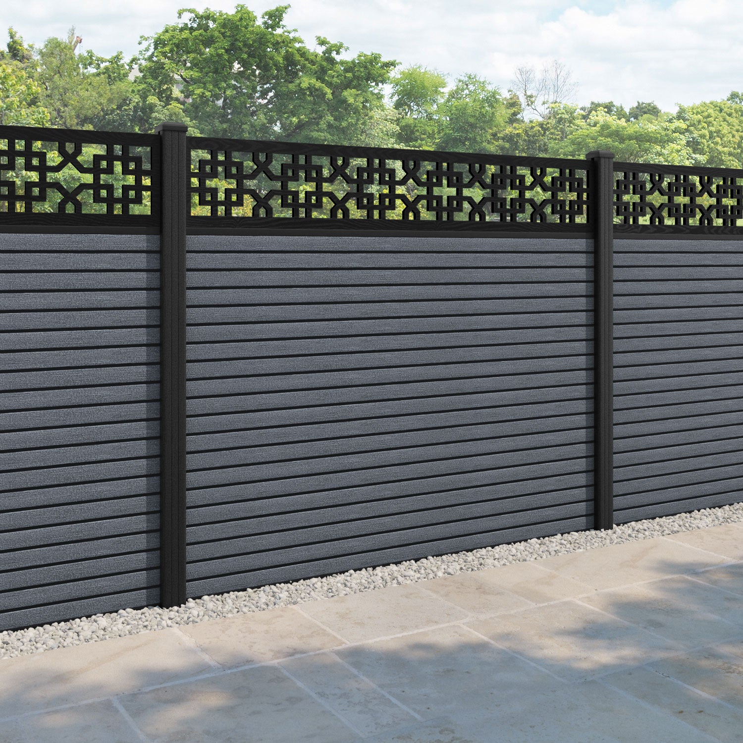 Hudson Zaria Fence Panel - Anthracite - with our composite posts