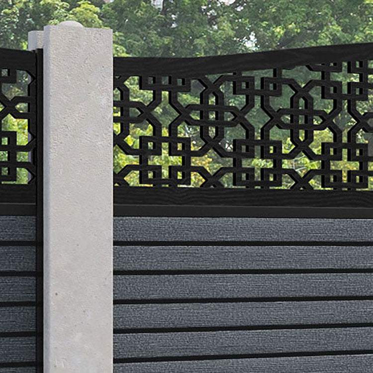 Hudson Zaria Curved Top Fence Panel - Anthracite - for existing concrete posts