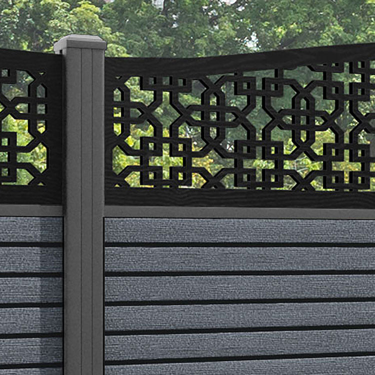 Hudson Zaria Curved Top Fence Panel - Anthracite - with our aluminium posts