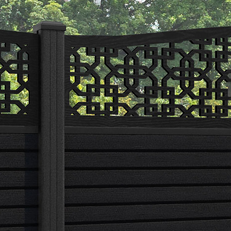 Hudson Zaria Curved Top Fence Panel - Black - with our composite posts