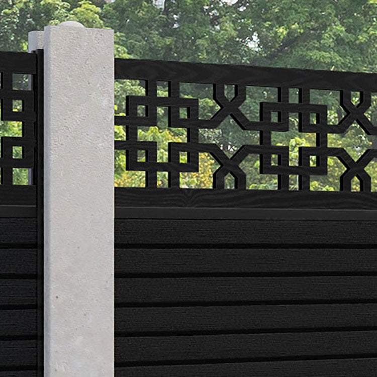 Hudson Zaria Fence Panel - Black - for existing concrete posts