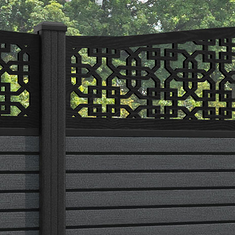 Hudson Zaria Curved Top Fence Panel - Dark Grey - with our composite posts
