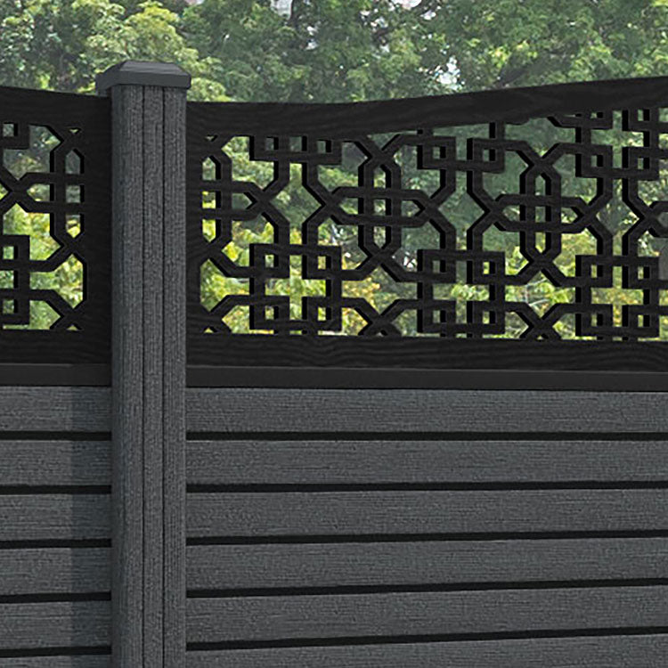 Hudson Zaria Curved Top Fence Panel - Dark Grey - with our composite posts