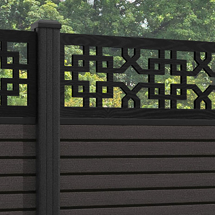 Hudson Zaria Fence Panel - Dark Oak - with our composite posts