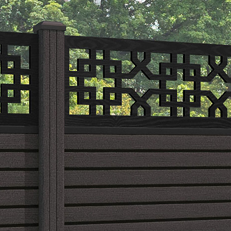 Hudson Zaria Fence Panel - Dark Oak - with our composite posts