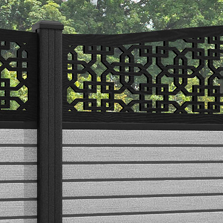 Hudson Zaria Curved Top Fence Panel - Light Grey - with our composite posts