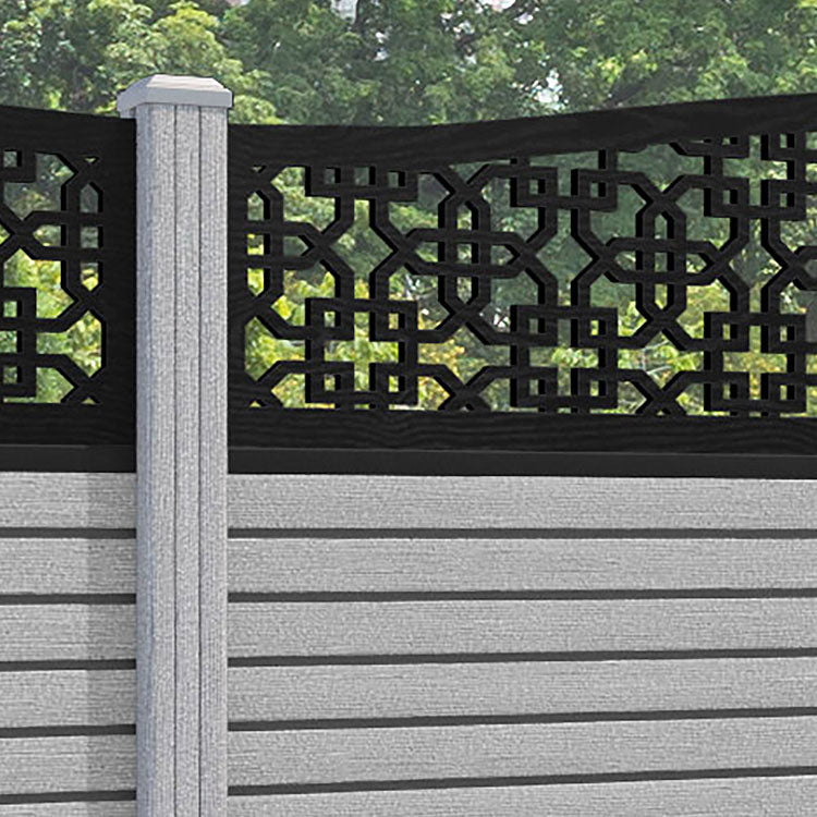 Hudson Zaria Curved Top Fence Panel - Light Grey - with our composite posts