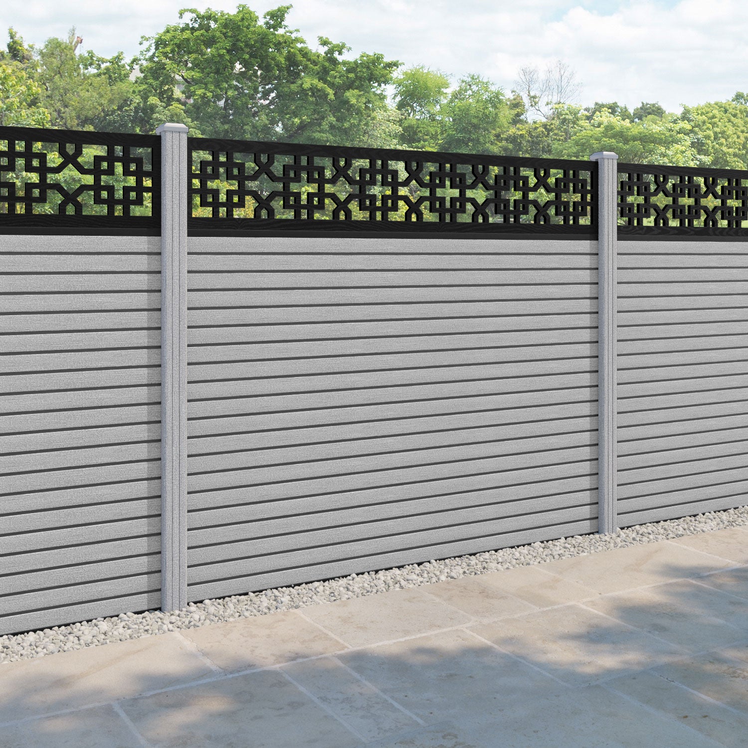 Hudson Zaria Fence Panel - Light Grey - with our composite posts