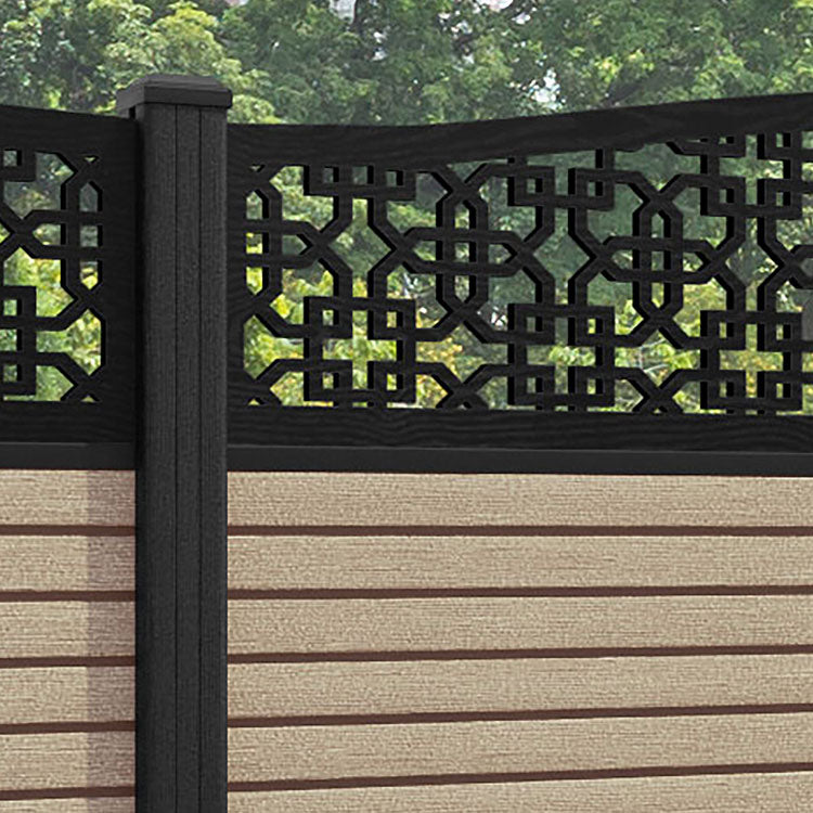Hudson Zaria Curved Top Fence Panel - Light Oak - with our composite posts