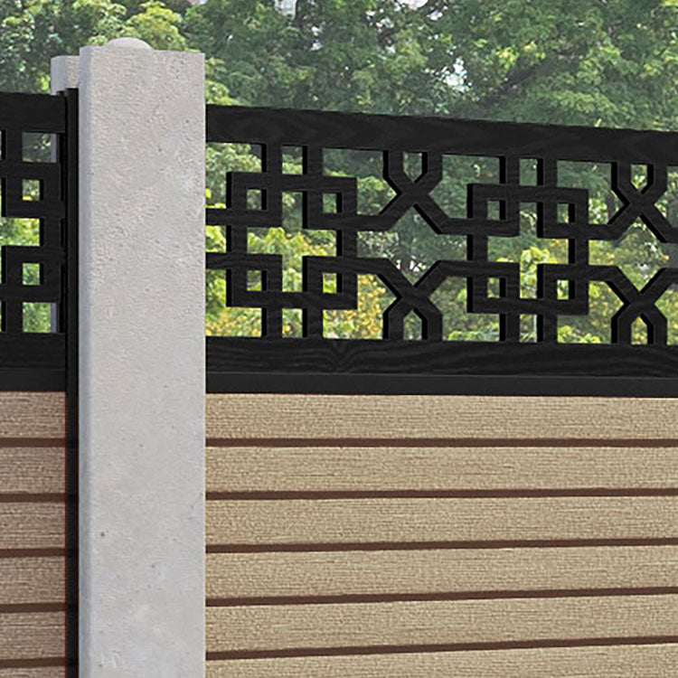 Hudson Zaria Fence Panel - Light Oak - for existing concrete posts