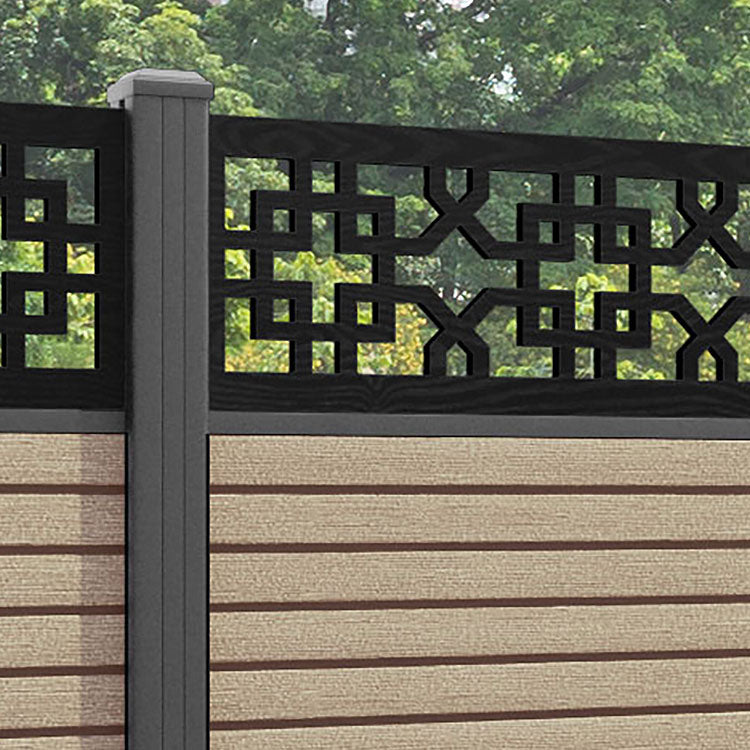 Hudson Zaria Fence Panel - Light Oak - with our aluminium posts