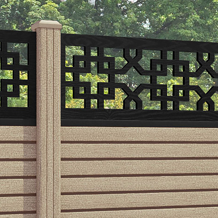 Hudson Zaria Fence Panel - Light Oak - with our composite posts