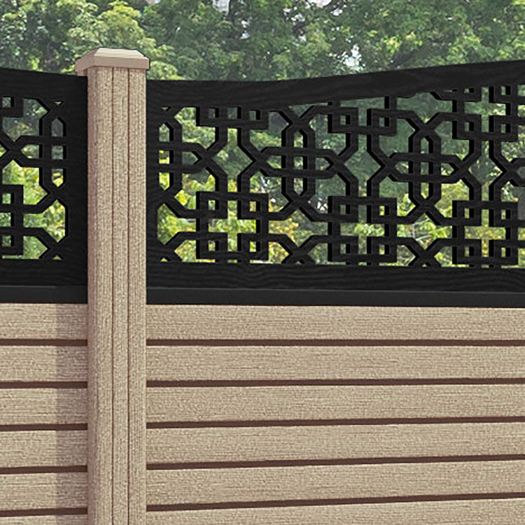 Hudson Zaria Curved Top Fence Panel - Light Oak - with our composite posts