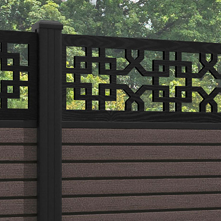 Hudson Zaria Fence Panel - Mid Brown - with our aluminium posts
