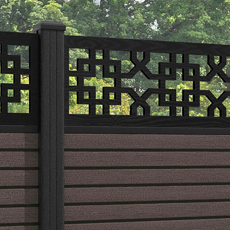 Hudson Zaria Fence Panel - Mid Brown - with our composite posts