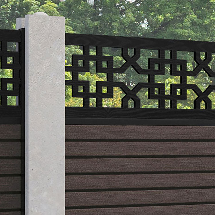 Hudson Zaria Fence Panel - Mid Brown - for existing concrete posts