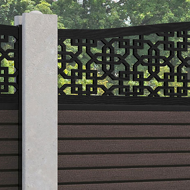 Hudson Zaria Curved Top Fence Panel - Mid Brown - for existing concrete posts