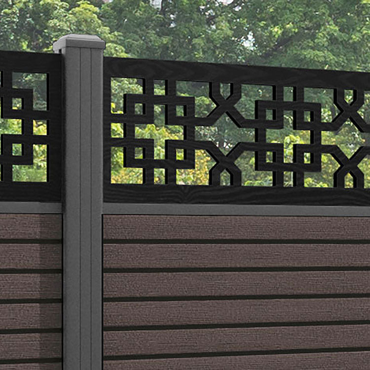 Hudson Zaria Fence Panel - Mid Brown - with our aluminium posts