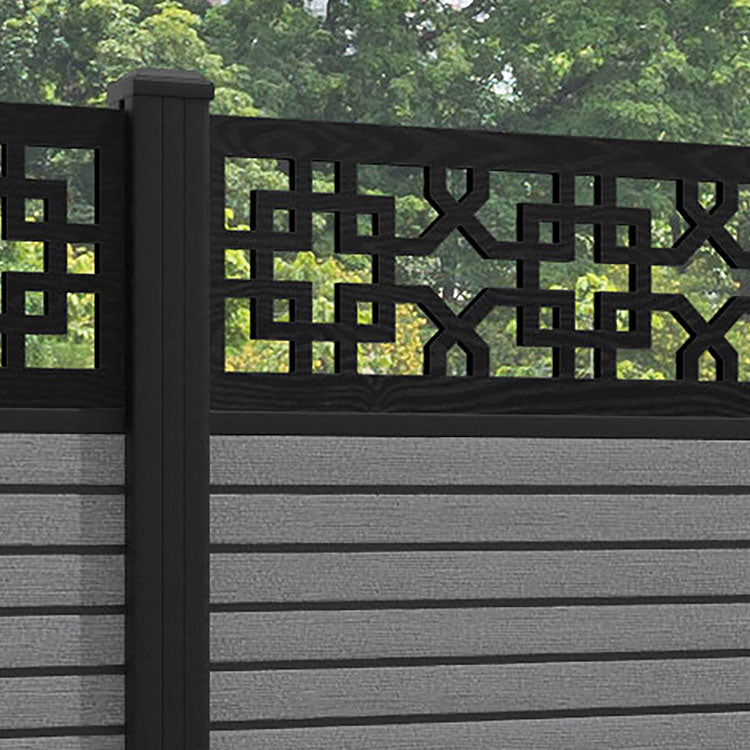 Hudson Zaria Fence Panel - Mid Grey - with our aluminium posts