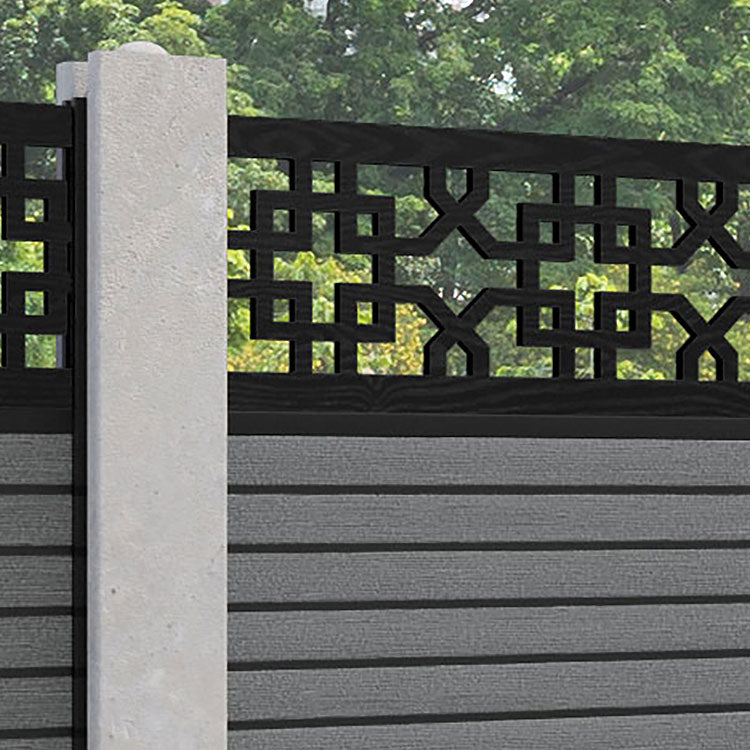 Hudson Zaria Fence Panel - Mid Grey - for existing concrete posts