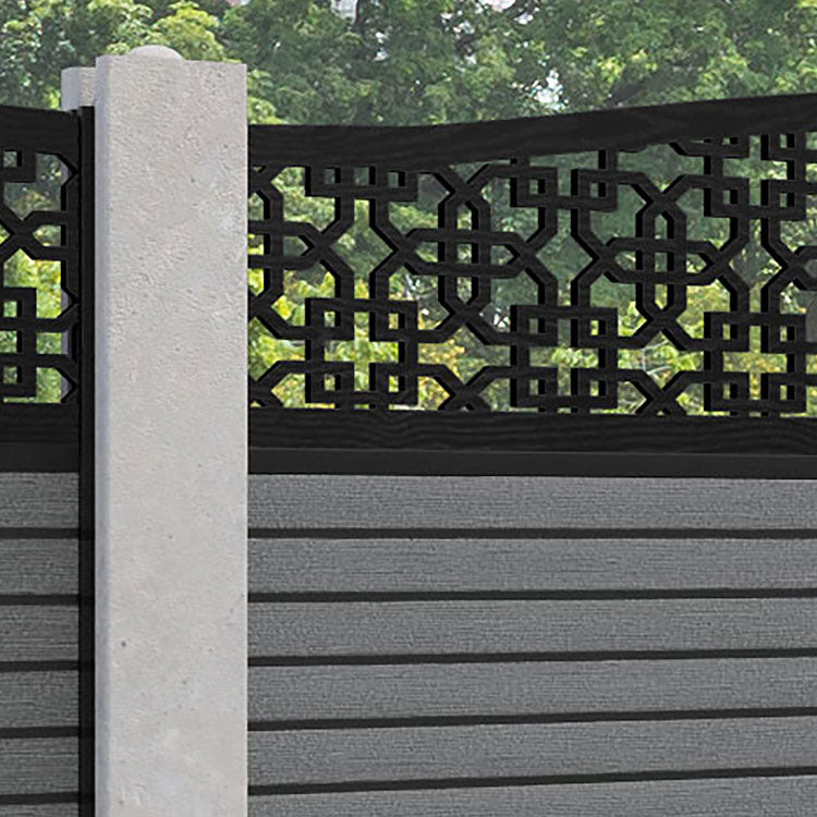 Hudson Zaria Curved Top Fence Panel - Mid Grey - for existing concrete posts