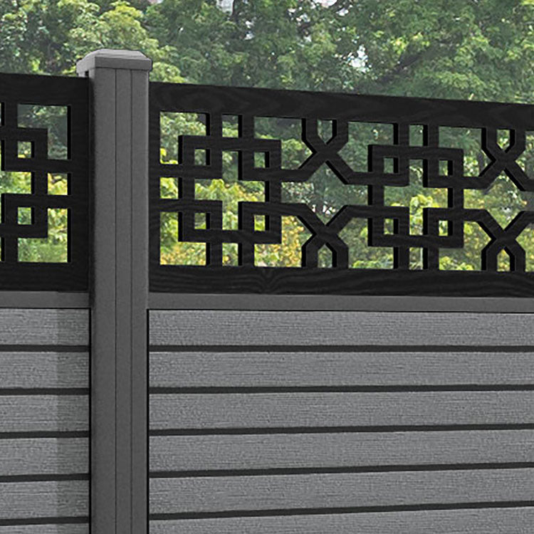 Hudson Zaria Fence Panel - Mid Grey - with our aluminium posts