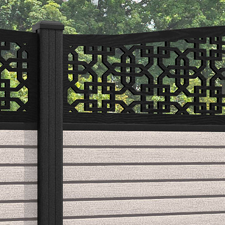 Hudson Zaria Curved Top Fence Panel - Mid Stone - with our composite posts