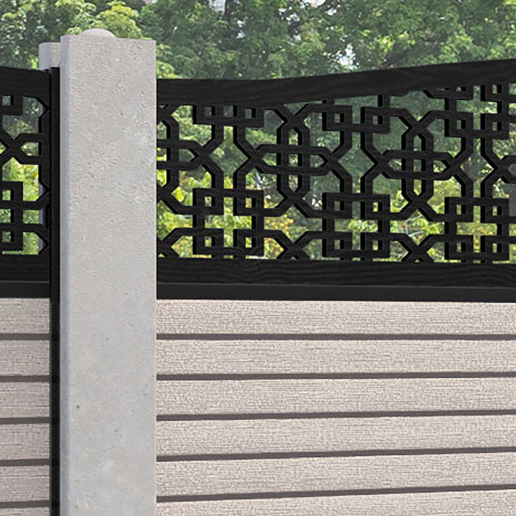 Hudson Zaria Curved Top Fence Panel - Mid Stone - for existing concrete posts