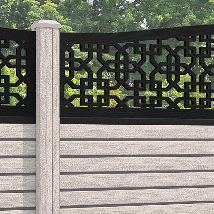 Hudson Zaria Curved Top Fence Panel - Mid Stone - with our composite posts