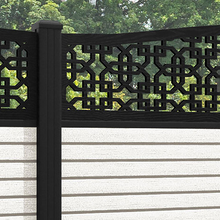 Hudson Zaria Curved Top Fence Panel - Light Stone - with our aluminium posts