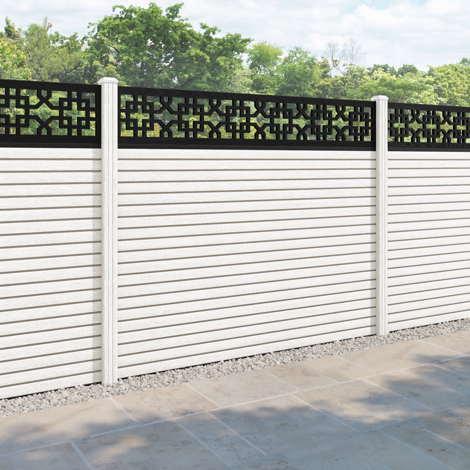 Hudson Zaria Fence Panel - Light Stone - with our composite posts