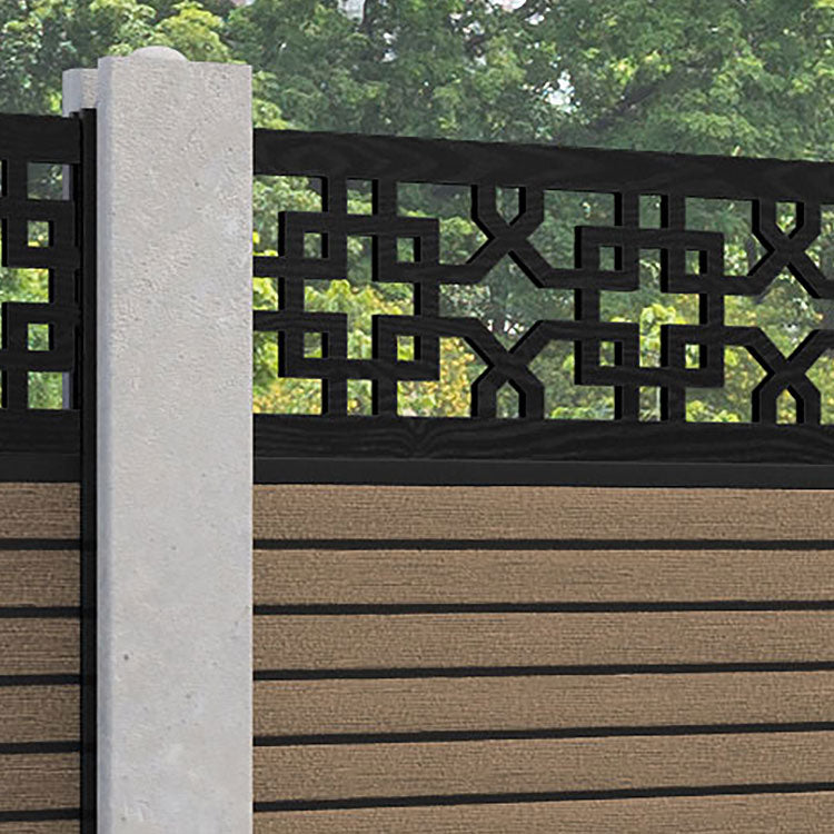 Hudson Zaria Fence Panel - Teak - for existing concrete posts