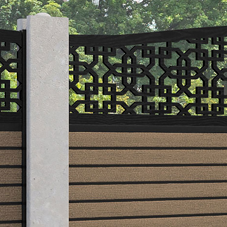 Hudson Zaria Curved Top Fence Panel - Teak - for existing concrete posts