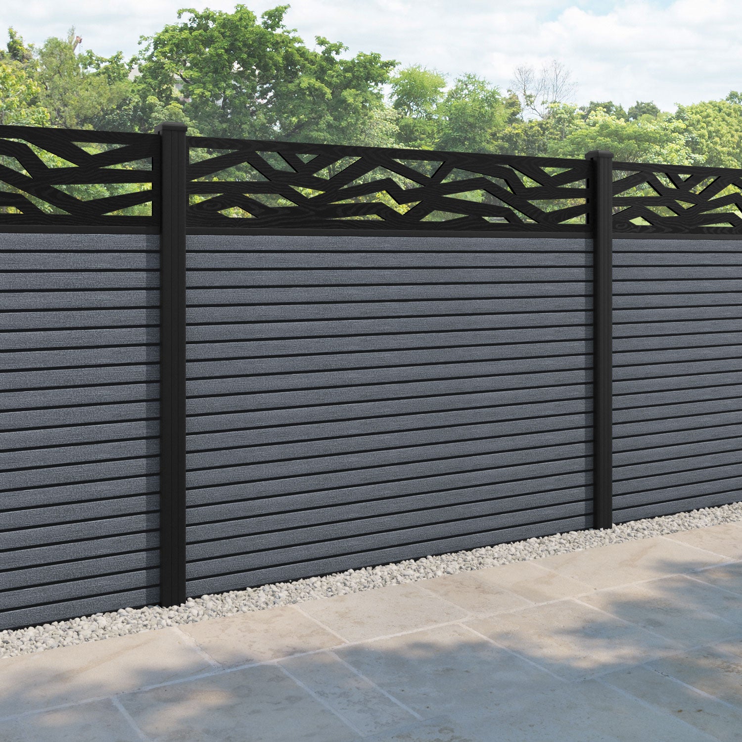Hudson Zenith Fence Panel - Anthracite - with our aluminium posts