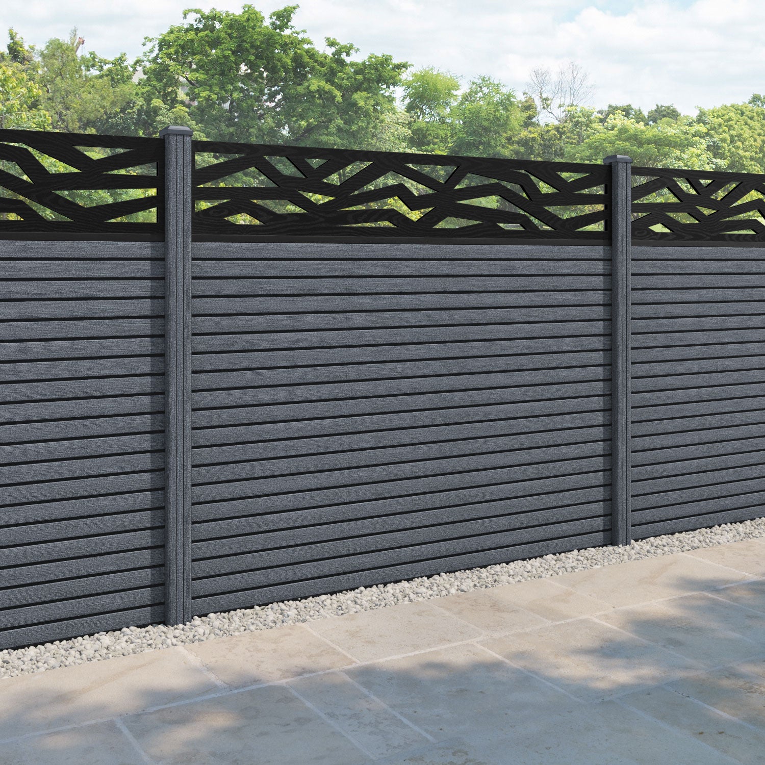 Hudson Zenith Fence Panel - Anthracite - with our composite posts