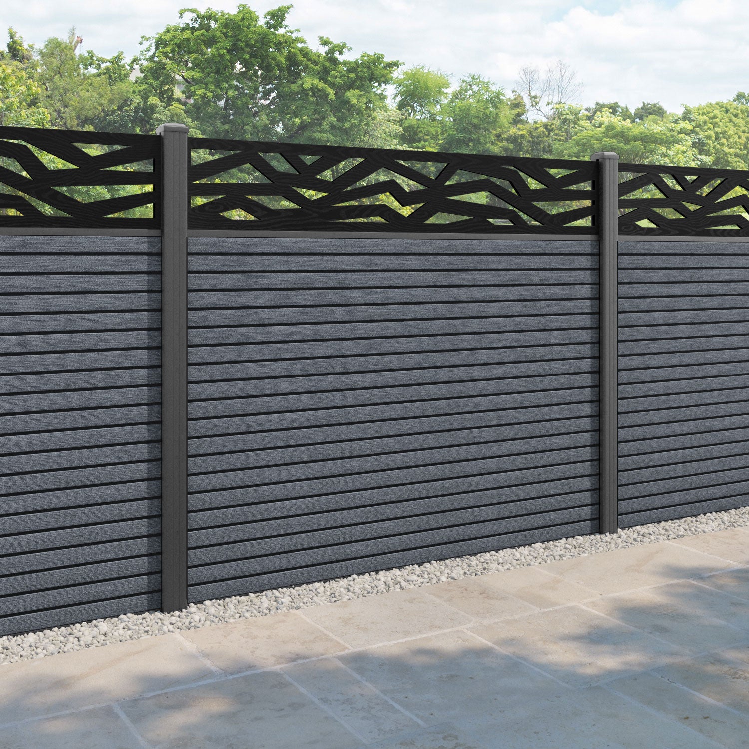 Hudson Zenith Fence Panel - Anthracite - with our aluminium posts