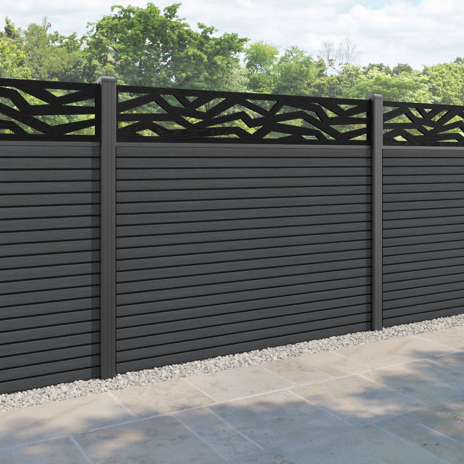 Hudson Zenith Fence Panel - Dark Grey - with our aluminium posts