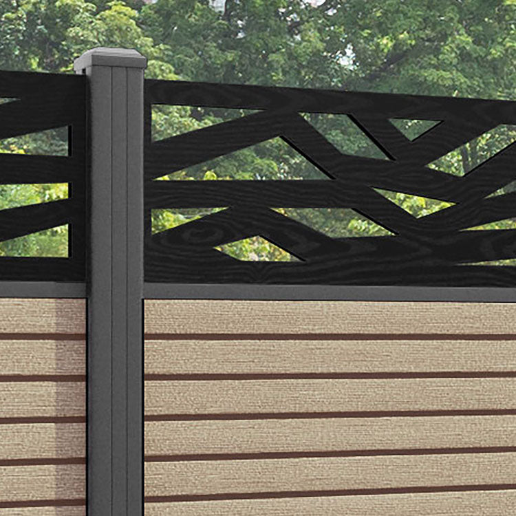 Hudson Zenith Fence Panel - Light Oak - with our aluminium posts